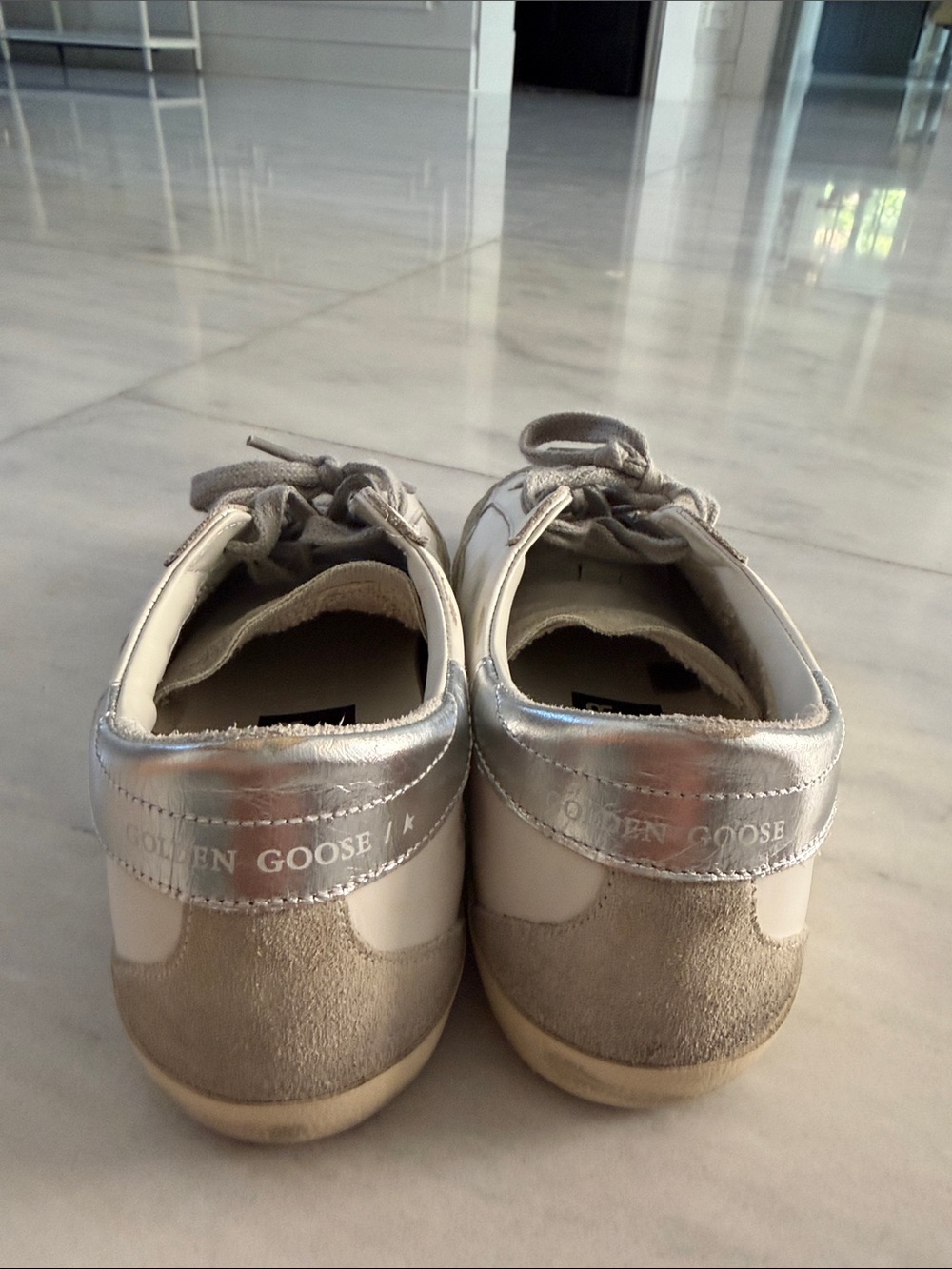 Golden Goose Super Star Sneakers with Pink Star and Gray Accents - Picture 5 of 9